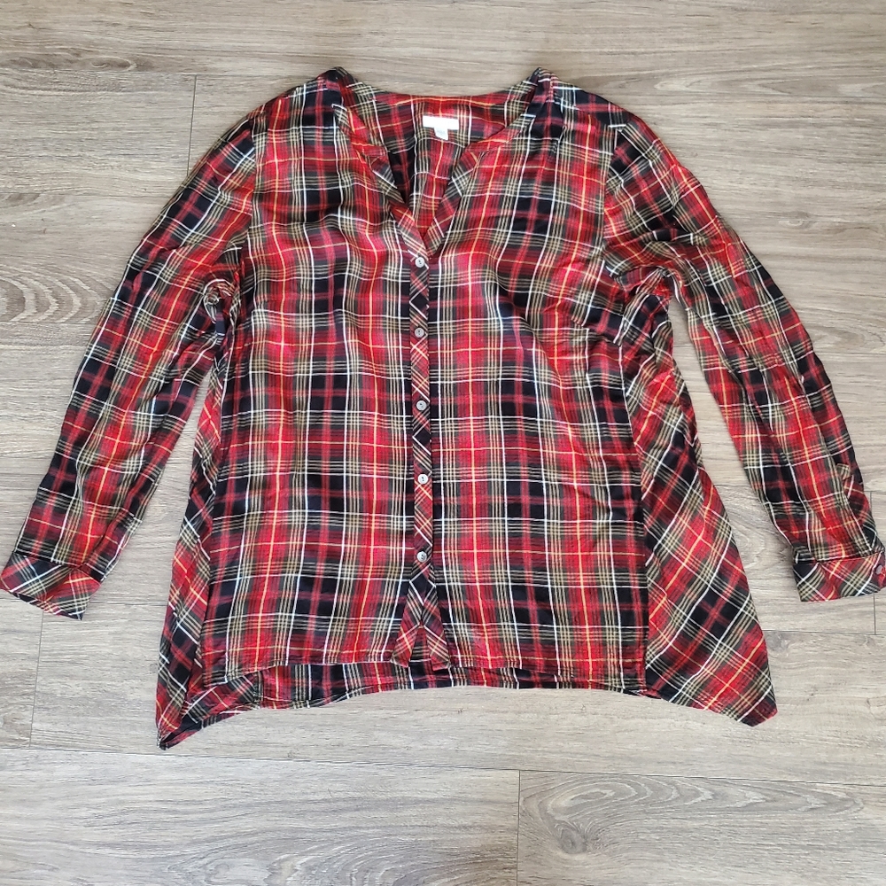 J. Jill Plaid Button‎ Down Shirt